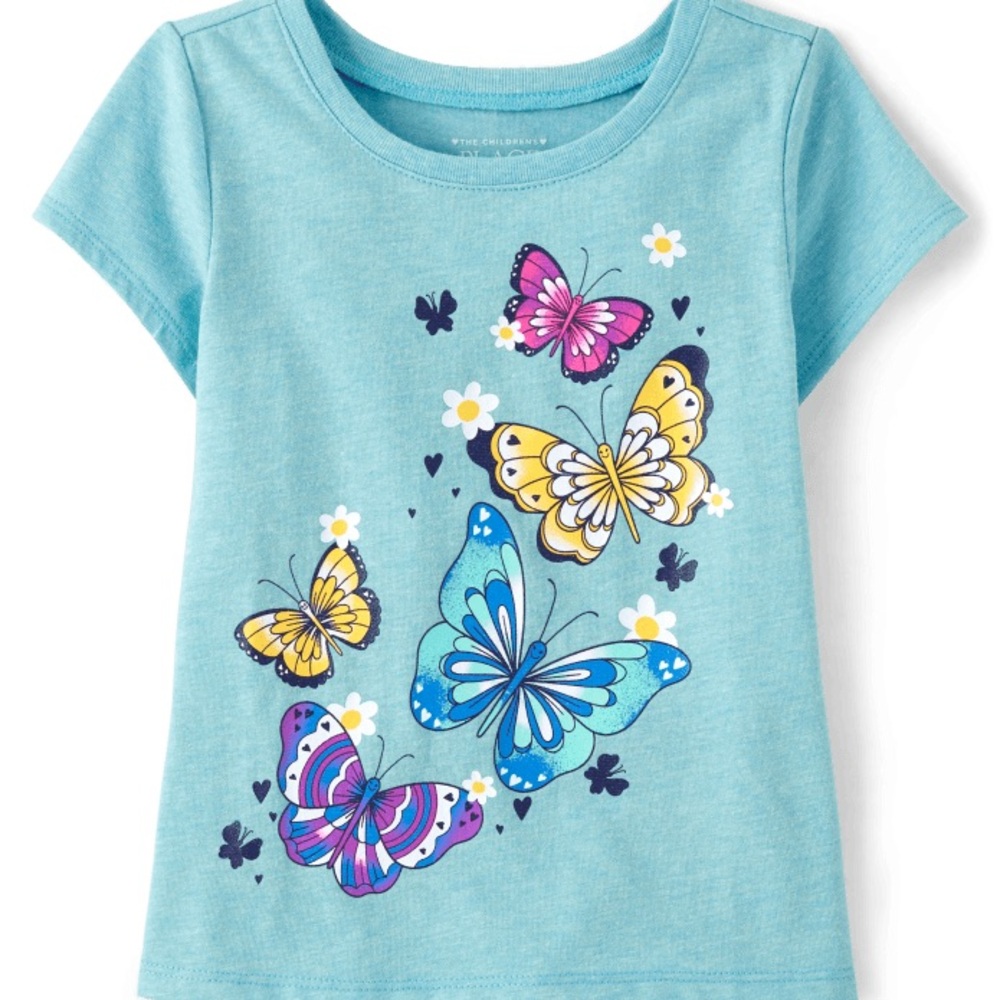 3T The Children’s Place Blue Butterfly Kids Graphic T-Shirt